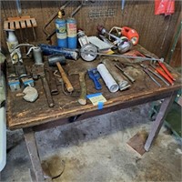 Hatchet, Pliers, Wood Work Bench, Propane T