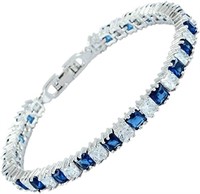 Princess 15.21ct Sapphire  & White Topaz Bracelet