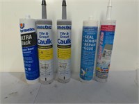 Mixed Lot of Grout Caulk & Adhesives 5 Bottles