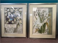 Set of 2 Floral Original Art Framed