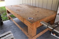 4'x8'x3' Wooden Shop Table on Wheels