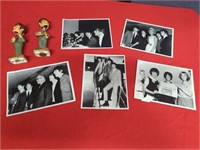 Lot of Beatles memorabilia pictures, bobbleheads