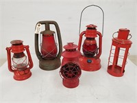(5) Assorted Lanterns, All Red