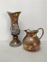 wooden vase and copper pot