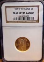 1992-W $5 Olympics Gold Coin - Graded PF69