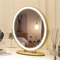 20 inch Vanity Mirror with Lights  Round LED  Gold