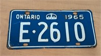 1965 Ontario License Plate