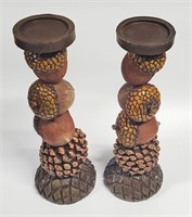 MODERN STACKED ACORN CANDLE STICK HOLDERS