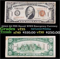 1934A $10 FRN Hawaii WWII Emergency Currency Grade