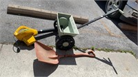 EZ drop spreader, HomeNYard power blower electric