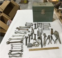 Metal file box w/tools