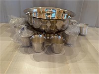 Silver Plate Punch Bowl and Cups