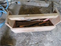 WOOD TOOL BOX WITH FILES AND SCREWDRIVERS