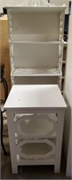 E- White Wash Vintage Shelf And Modern End Table
