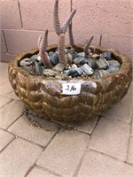 Really Cool Ceramic Planter / Plant & Rocks
