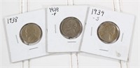 (3) 1930's Jefferson Nickels