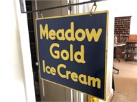 Vintage Meadow Gold Porcelain Sign