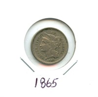 U.S. Three Cent Type Coin - 1865