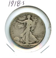 1918-S Walking Liberty Silver Half Dollar