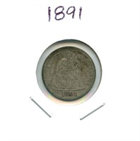 1891 Seated Liberty U.S. Silver Dime