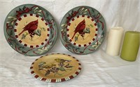 Lenox Cardinal plates, candles