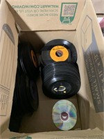 Large box of 45 records & case