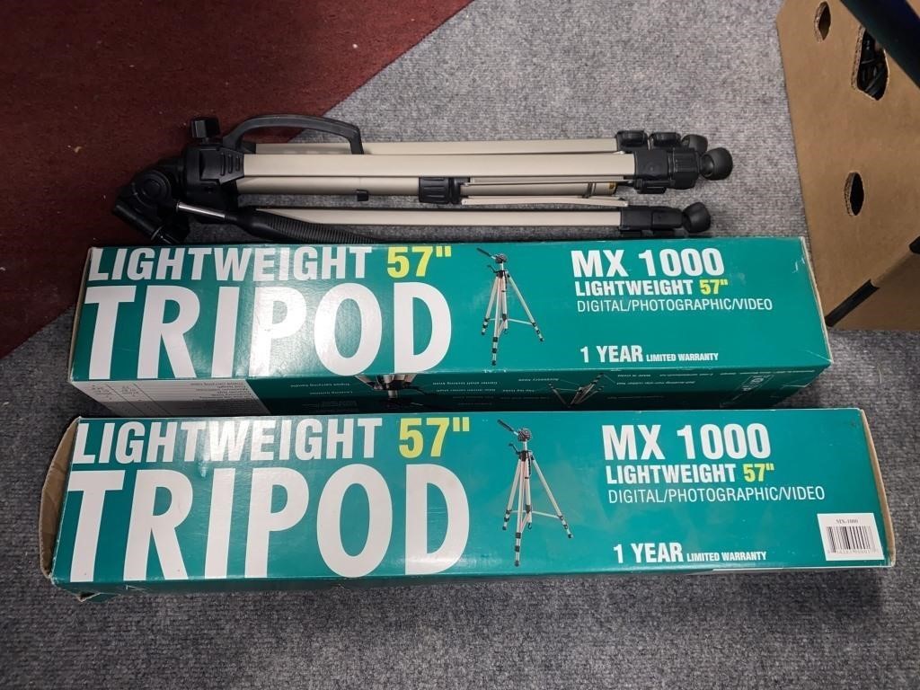 (2) LIGHTWEIGHT 57" ADJUSTABLE TRIPODS IN BOXES