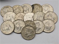 16 - Silver Clad Kennedy Half Dollar Coins