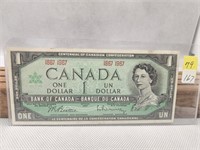 1-1867-1967 CENNTENIAL DOLLAR BILL NO SERIAL