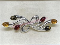 New sterling silver Baltic Amber brooch/pin (4.7g)