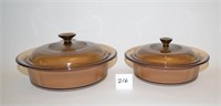 (2) Vision Ware Glass Dishes with Lids