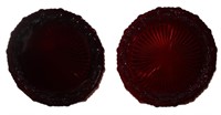 pair Avon Cape Cod ruby red dinner plates 10.75"