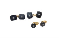 Antique onyx & gold cufflinks & studs