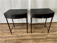 Pair of Dark Finish Modern Tall End Tables