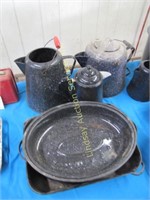 Large set of Graniteware w/ 4 coffee pots,