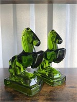 Glass Horse Bookends