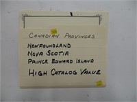 Canadian Provinces on pages, early stamps,