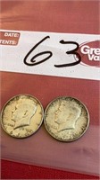 2-1964 Kennedy silver half dollars,