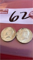 2- 1864 Kennedy silver half dollars