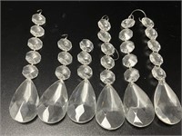 6 CRYSTAL GLASS CHANDELIER PARTS