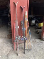 Skiis (185, 170) & Poles, Antique 4' Wood Skiis