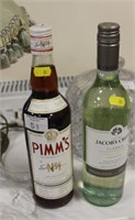 Bottle Pimm's and bottle Pinot Grigio.