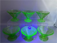 Green uranium glass sherbet dishes