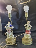 VTG Victorian Man & Woman Table Lamps