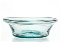 FREE-BLOWN TOY PAN, aquamarine, truncated conical