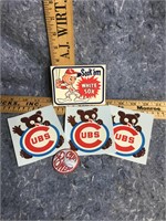 Vintage baseball stickers & pin back