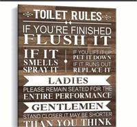 Rustic Funny Toilet Rules Sign