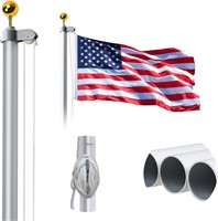 Wevalor 20FT Sectional Flag Pole Kit  Silver