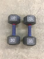Dumbbells 30 Pound Hand Weights Lot of 2 Workout