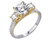 925S 2.0ct Moissanite Diamond Trinity Ring